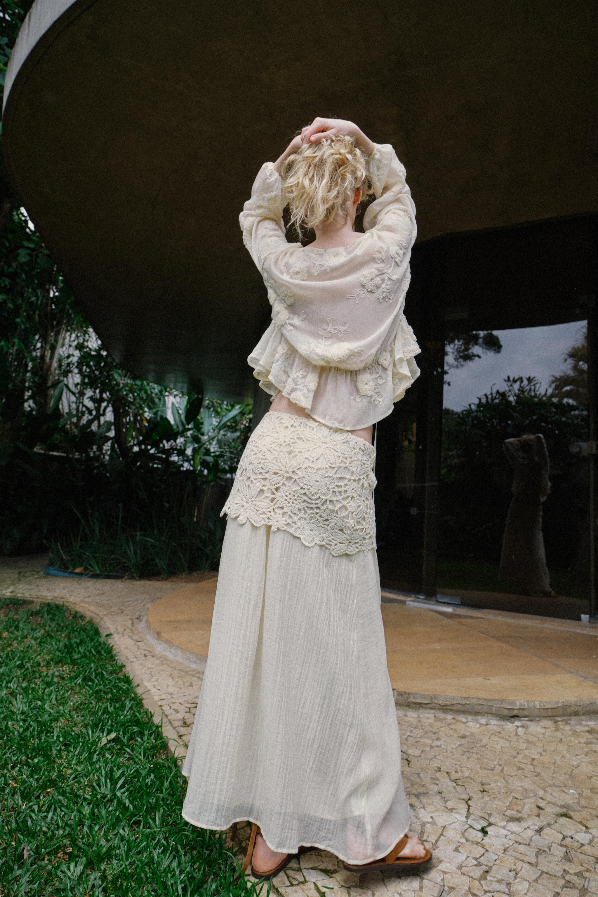 CROCHET COMBINATION MIDI SKIRT
